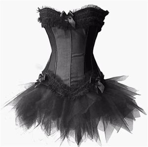 Dames plus size satijnen kant komische strakke corset tutu jurk Halloween -kostuum 240430