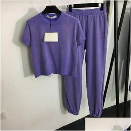 Para mujer Tallas grandes Chándales Cartas de moda Imprimir Chándal Deporte Camisetas Pantalones Lujo Púrpura Casual Dos piezas Entrega de entrega Ropa Otzhl