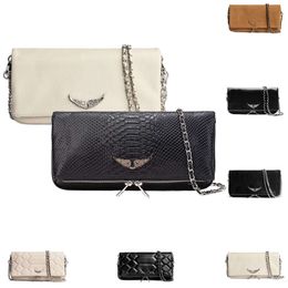 Femmes Pochette Rock Swing Your Wings Zadig Voltaire Sac Mens Portefeuille Fourre-tout Sac à main Enveloppe d'épaule En cuir véritable Embrayage de luxe Flip Cross Body Bags6