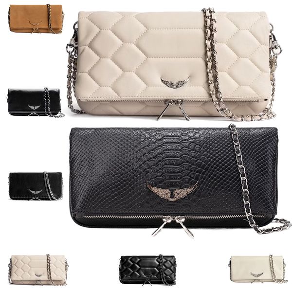 Pochette pour femme Rock Swing Your Wings Zadig Voltaire sac fourre-tout classique pour homme sac à bandoulière designe sac à bandoulière de luxe en cuir véritable pochette à bandoulière argentée