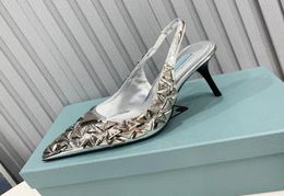 Toes pointues pour femmes Sandales Stiletto Hauteur de talon 85 cm chaussures de robe Slingback Slippers élégants pour la fête de mariage Shoe classique Silve1101426