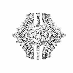 Fénational Princess Bone CZ Diamond Diamond Marid Ring Set Authentic 925 Boîte originale en argent sterling pour Pandora Designer Gift Bijoux Anneaux