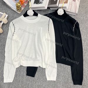 Womens Pullover Base Top Knitwear Handgedragen touw ronde hals dunne wollen lange mouwen gebreid T-shirt