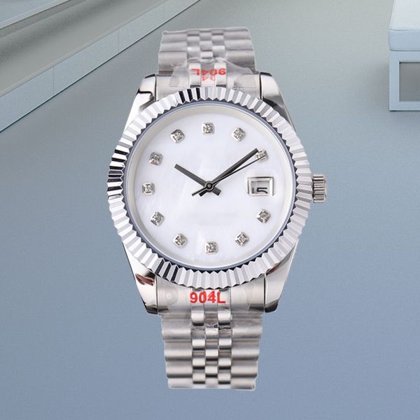 Montre à quartz pour femme 31 mm Montre mécanique pour homme 36 mm 41 mm Mouvement automatique Chaîne en acier 904 Miroir saphir Étanche Night Glow Cadran blanc Montres simples et élégantes