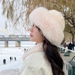 Chapeau en vraie fourrure de renard pour femmes, chapeau seau, chapeau haut-de-forme, Ushanka russe, aviateur, trappeur, chasseur, casquette de ski chaude en plein air