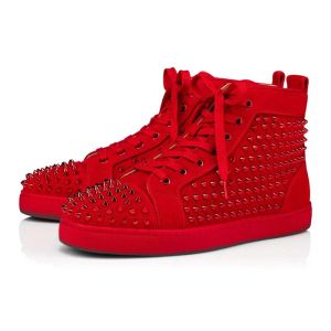 Femmes strass Sneaker hommes Luxurys Designer Casual chaussure Rivet chaussures de tennis basses en plein air plat en caoutchouc rouge bas mocassins haut haut en cuir véritable chaussure plate fille cadeau
