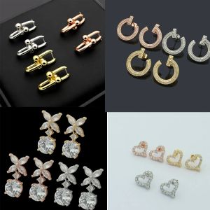Boucles d'oreilles de forage d'anneaux pour femmes étalons de bijoux de créateurs étalons en or / silvery / rose complexe comme cadeau de Noël de mariage