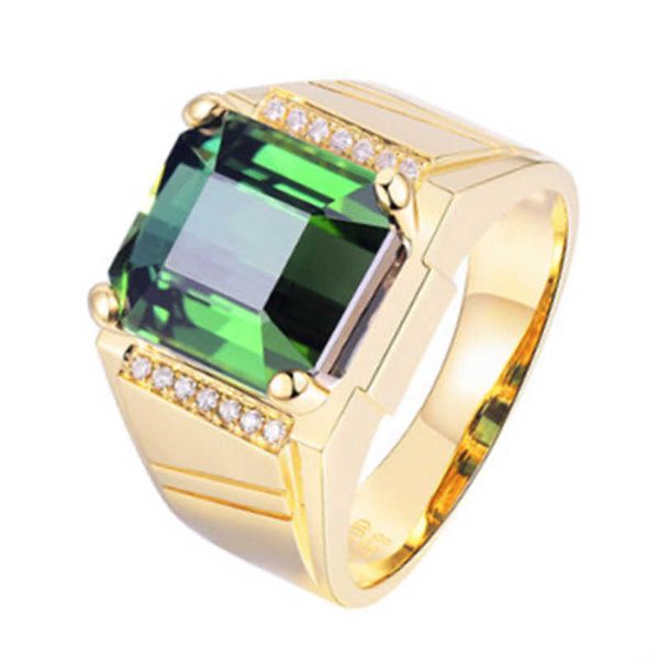 Anillos para mujer Joyas de cristal Nuevo anillo de circón verde plateado 24K con incrustaciones de diamantes en racimo abierto para estilos de banda femenina