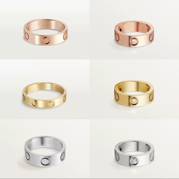 Bagues pour femmes hommes diamant amour plaqué argent bague en or rose bague de fiançailles populaire bague de luxe en acier titane pour femmes simple zb010