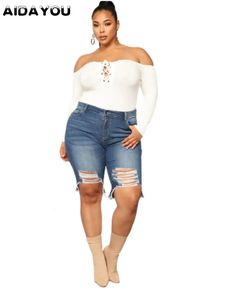 Womens Ripped Jeans Shorts Plus Size Booty Denim Zomer Baggy Short Voor Vrouwen Vet Oversize Slipje ouc2539 240329