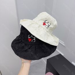 Sombrero de cubo de encaje negro romántico para mujer Casqueta de diseñador para mujer Moda Corazón rojo Gorra de pescador Gorro clásico Viaje Sombreros de ala ancha Casual Al aire libre Caliente -6