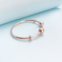 Pulsera de brazalete abierto de oro rosa para mujer Joyas de diseñador de bodas de plata esterlina real con caja minorista original para Pandora Charms Bracelets Set