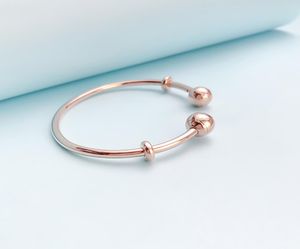 Dames roségouden open bangle armband echte sterling zilveren bruiloft designer sieraden met originele winkelbox voor charmes armbanden set7930299