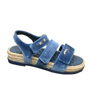 Dames Sandalen Kasjmier Bovenwerk Plateau Hakken Slippers Ontwerper Raffia Espadrilles Schuif Verstelbare Enkelgesp Slingbacks Jurk Schoen Klassieke Grote Maat 41 Muilezel