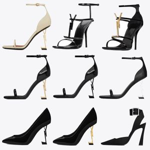 Sandalias para mujer Zapatos de vestir de diseñador Luxurys de tacón alto Clásicos de París Bombas para mujer Tacones de 10 cm Sandale de boda de oro negro con caja