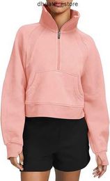 Femmes Scuba Hoodies Full Zipper Sweat Yoga Costume Veste Dames Sport Zipper Épais Lâche Court Style avec Polaire 8s7y