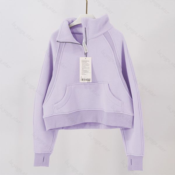 Sweat à capuche en velours Scuba Yoga Plus pour femmes vestes épaississantes sweats à capuche sport demi-fermeture éclair terry pull design chothing mode lâche court lulus76