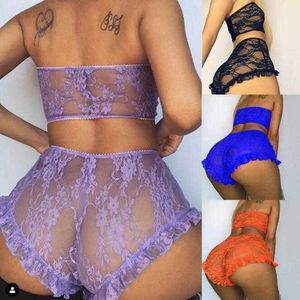 Womens Sexy Tweedelige Set Trainsuits Lingerie Kant Top Bra Dames Thong Ondergoed Sets Nachtkleding Nachtkleding Pakken