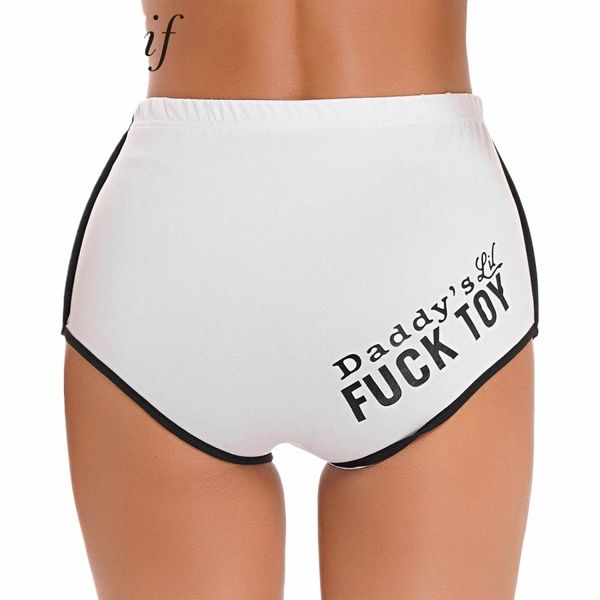 Femmes Sexy Booty Shorts Taille haute Casual Sports Yoga Entraînement Hot Pants Clubwear Lettre Imprimé Butt Push Up Leggings Plus Taille c5eK #