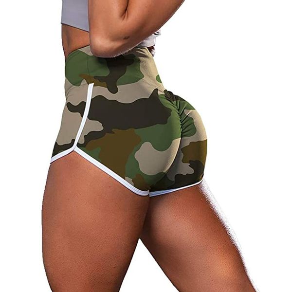 Femmes Sexy Camouflage Shorts D'été Soyeux Mince Court Taille Haute Casual Booty Gym Sport Shorts D'été De Mode Vêtements Bleu