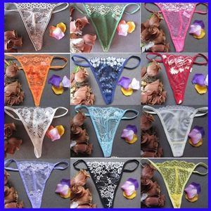 Womens Sexy Kanten Slipje T-Back ondergoed vrouwen Netto garen transparante G-String thongs lingerie see through underpants236v