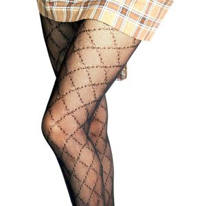 Womens sexy letter gedrukt sokken eendelige kousen panty kous visnet mode siamese lichaam dames lange sok met 2 kleuren283S