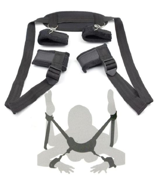 Femmes Sexy Lingerie BDSM Bondage menottes jambe ouverte restrictions cou cheville manchette sangles produits de costumes érotiques 2107221451410