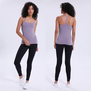 Womens Sexy Open Back Shelf BH B / C Cups Strappy Back Activewear Training Compressie Tops Kleding Racerback Tank Top voor het uitvoeren van Yoga