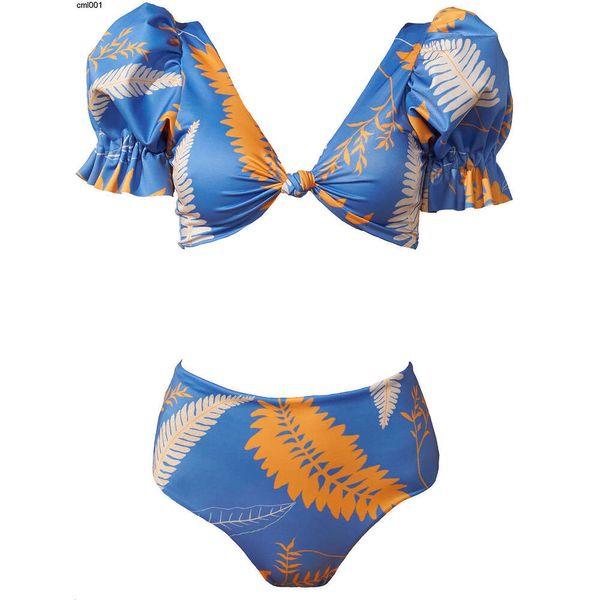 Mujeres sexy trajes de baño bikini natación beachwear dos piezas mangas mangas de manga de flora