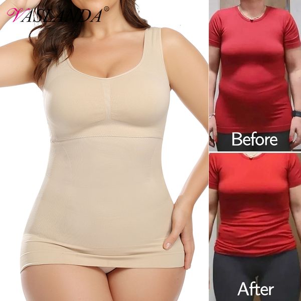 Womens Shapers Shapewear pour les femmes de grande taille Tummy Control Builtin Bra Shaping Tank Tops Minceur Body Shaper Compression Sous-vêtements 230426