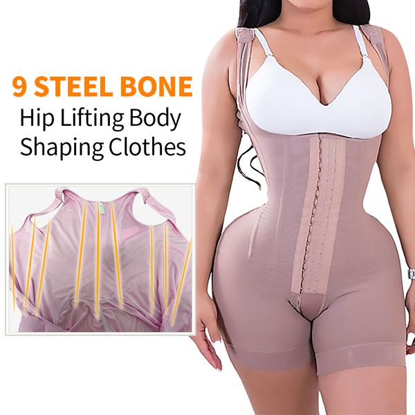 Formas de mujer Mujer Busto abierto Control de la barriga Formulario Postparto Cuerpo SHAPER Post de liposucción Bodysuit Hook Ojo de la cintura alta Fajas 8m7n