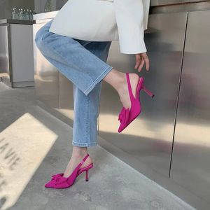 Damesschoenen Slip-on High Heels Fashion Butterfly-Knot Office en carrière Sexy Slingbacks Toe Cap Sandals 240425