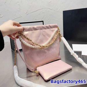 Sacs fourre-tout pour femmes avec chaînes de perles Vrai cuir de veau diamant matelassé or matériel cuir bandoulière mini portefeuilles concepteur grande capacité sacs à main de luxe