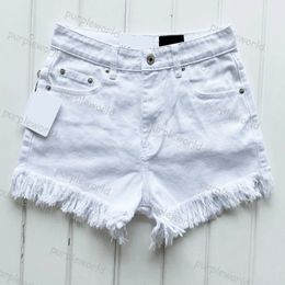 Calças de brim curtas femininas sexy casual cintura alta franja branco denim shorts moda verão calças quentes