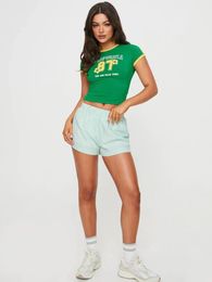 T-shirt à manches courtes pour femmes Shirt Round Coule Summer Sincy Slim Top Streetwear Y2K Clothing Tops 240510