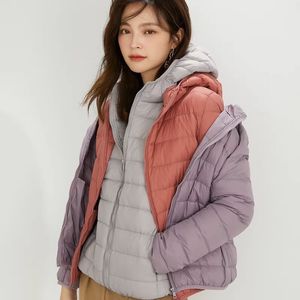 Femmes courte fine veste Lu tenue de couleur de couleur de couleur solide sport hiver hiver sotts chauds canard blanc down veste zip up stand cols plus taille