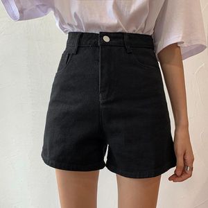 Pantalones cortos para Mujer Celana Pendek Wanita Jeans Pinggang Tinggi Hitam Lurus Longgar Musim Panas Kasual Ropa Mujer 230510
