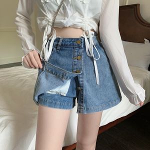 Dames shorts Jean dames Koreaanse mode kleding hoge taille knooprok rok sexy meid jeans 5xl zwart 230601