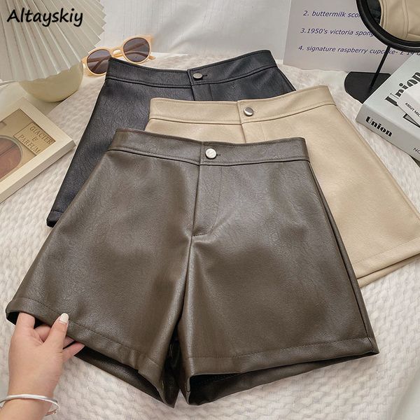 Femmes Shorts en cuir Pu femmes automne solide taille haute Y2k esthétique pantalon vêtements Ropa Mujer Streetwear élégant pour dames rétro 230512