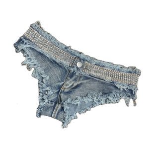 Dames shorts nachtclub dames sexy ultra korte denim jeans lage taille cowboy shorts paal dans 230420