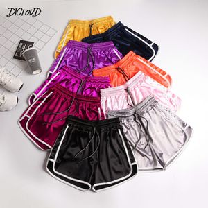 Dames shorts satin high taille shorts vrouwen casual patchwork body fitness workout zomers shorts vrouwelijk elastische mager korte 3xl 230511