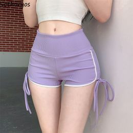 Pantalones cortos para mujer Flaco Mujer 5 colores Vendaje Simple Deportivo Diario Imperio Sexy Estilo coreano Ocio Elegante Línea brillante Decoración Verano 230620