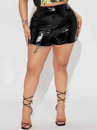 Dames shorts dames plus size mousserende patent leatehr shorts 7xl hoge taille pu elastische hot pants 6xl kunstmatige latex shorts aangepaste zomerclub kleding newl