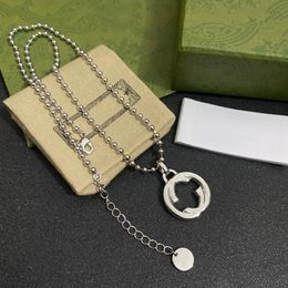 Collares Sier para mujer, collar con letra mayúscula G, cadena colgante de joyería, cadenas de acero inoxidable para hombres, cadena de cuentas GD-5