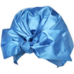 Bonnet de douche en soie pour femme pour tous les styles de cheveux Cheveux longs réglable imperméable double couche réutilisable grand bonnet de douche en satin avec nœud papillon pour femme