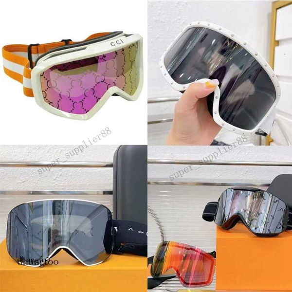 Masques de ski de ski de ski pour femmes Lunettes de soleil Hiver Concours de ski professionnel Miroir de ski à cadre surdimensionné anti-brouillard avec boîte d'origine C9b6