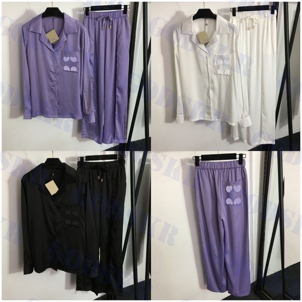 Ropa de dormir para mujer Camisas de diseñador Pantalones sueltos Camisa con logo bordado Tops Pantalón de casa Conjunto de pijamas para mujer