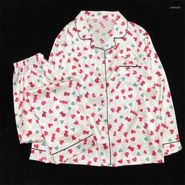 Pyjama en soie glacée à manches longues pour femmes, ensemble Cardigan ample en jachère pour femmes, belle impression, 2 pièces, 2023