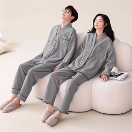 Vêtements de sommeil pour femmes et hiver Pyjamas pour femmes en coton couple à manches longues et à manches longues de pullorwear 2 pièces 231129