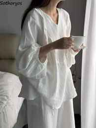 Dames nachtkleding Pyjamasets Dames Effen Eenvoudig Dagelijks Huis Creativiteit Vintage Verleidelijk Minimalistisch Koreaanse stijl Vrije tijd Speciaal Charmant Elegant 231025